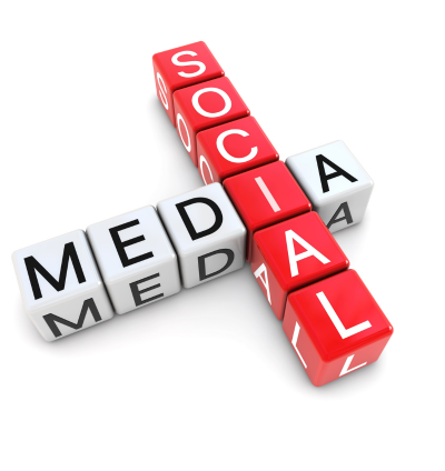 3D blocks spelling “Social Media” concept.